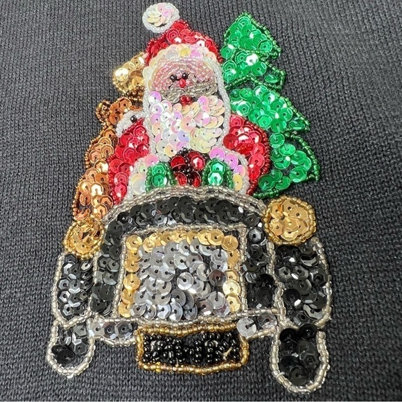 NWT TERAZZO Black Sleeveless Knit Sequins Santa Sweater Vest Women's Size S - Picture 9 of 14